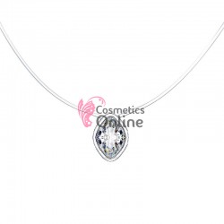 Colier din fir transparent cu pandantiv din zirconiu AS42FF Argintiu in forma de Oval